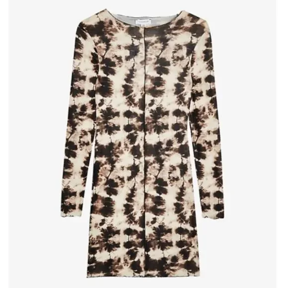 Topshop Womens Multi Tie-dye Cotton-blend Mini Dress In Brown Multi Size 2 - Picture 2 of 6